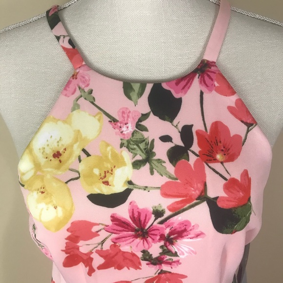 VINCE CAMUTO Womens Mini Light Pink Floral Halter Scuba Summer Dress Size 6P NEW - Picture 3 of 15